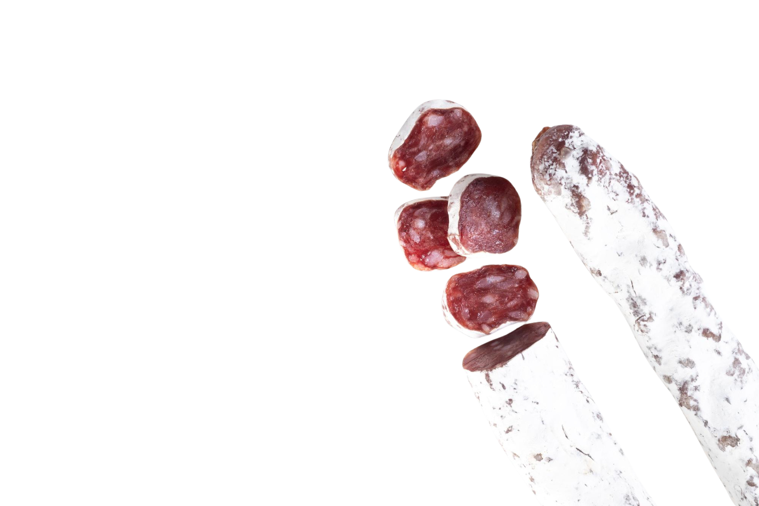 Saucisson sec tranché Le-raygal-charcuterie, spécialité artisanale du Tarn sur fond noir
